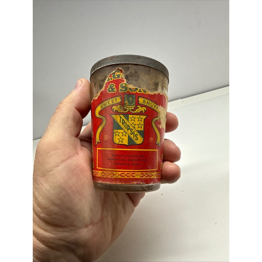 Vintage American Snuff Co Tripsis Pure Sweet Mild Snuff Glass Jar Memphis TN Lid